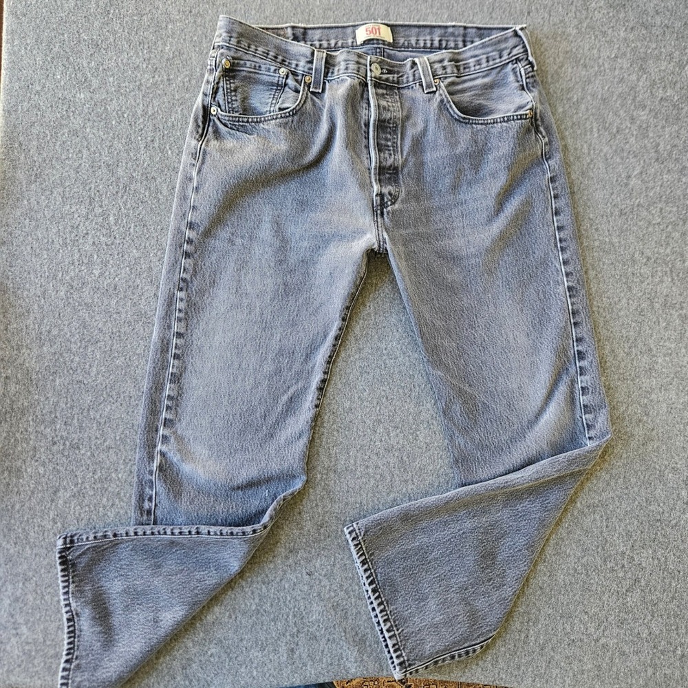 Levi's‎ 501 Jeans Size 36x29 Grey Wash Straight Leg Button Fly Made in Haiti